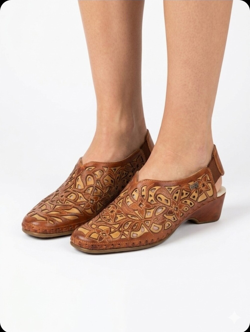 PIKOLINOS Tan Leather Cutout Slingback Clogs Size 39
